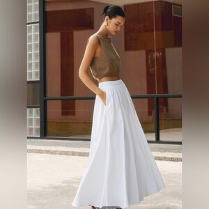 Linen Pleated Maxi Skirt Commense size M S Cc5 M CC14